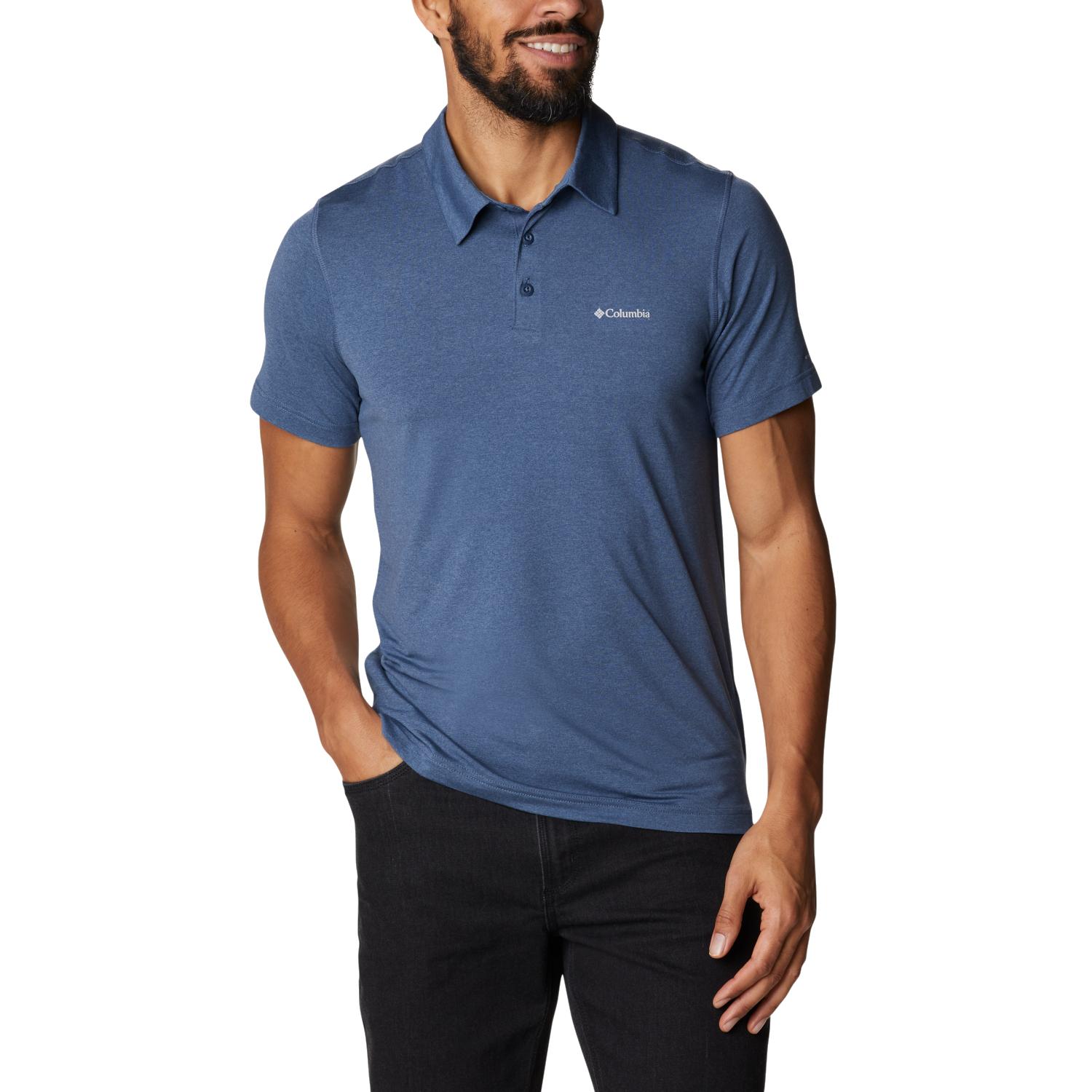 Columbia Tech Trail Polo Shirt, Mens blue T-shirts