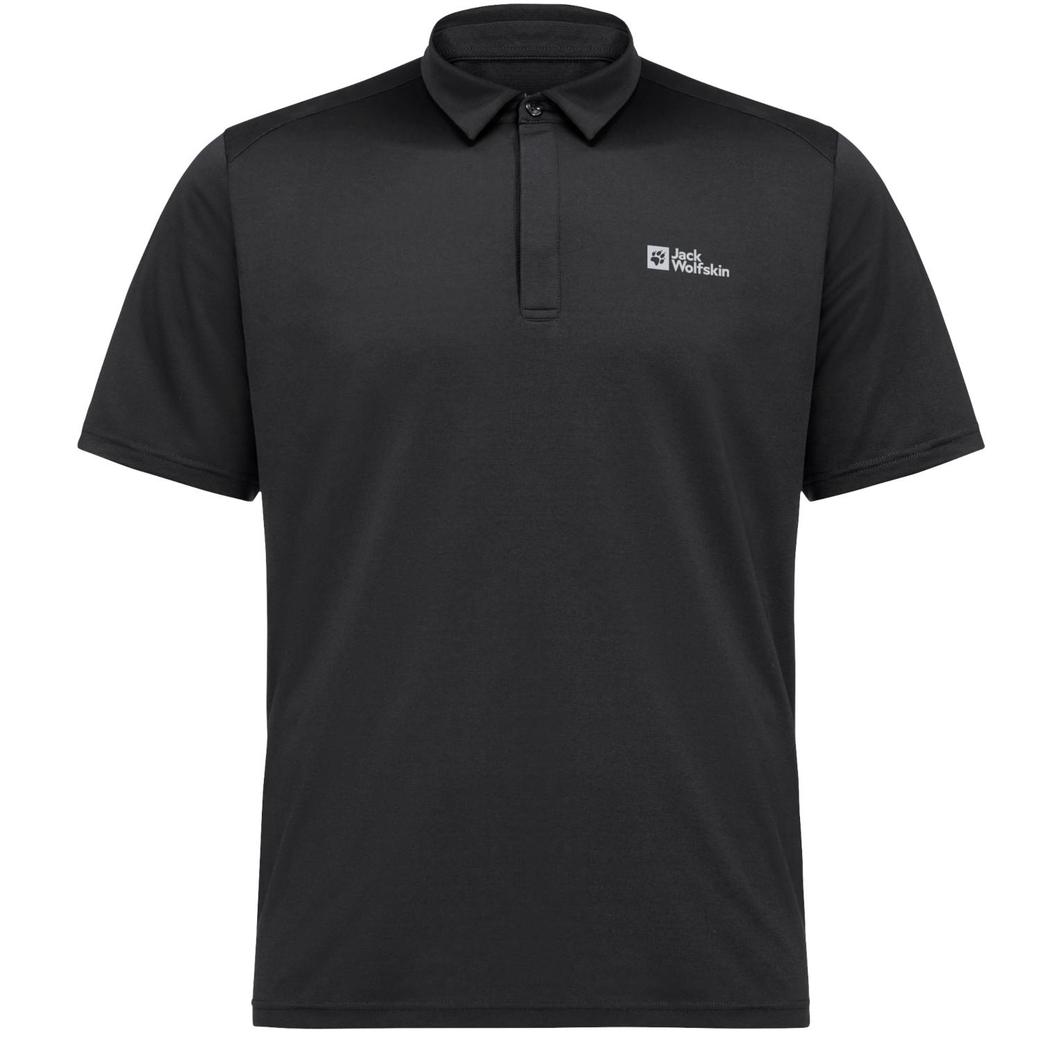 Jack Wolfskin Delfami Polo Shirt, Mens black T-shirts