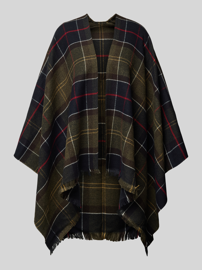 Barbour Poncho met franjes, model 'STAFFEN'