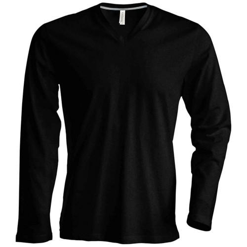 Kariban heren slim fit T-shirt met lange mouwen en V-hals