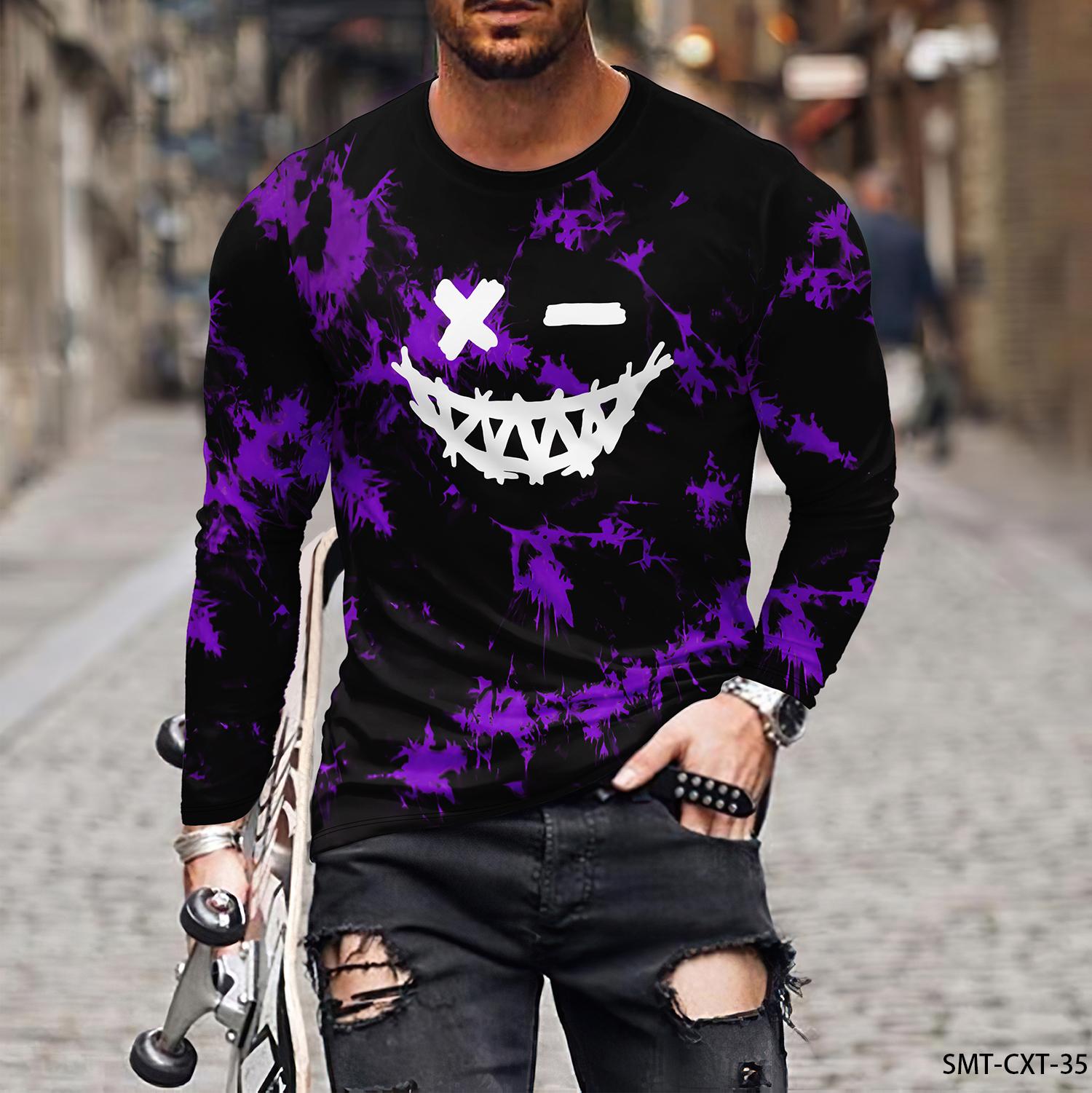 ETST 05 Joker patroon 3D gedrukt heren T-shirt met ronde hals casual oversized trui met lange mouwen modetrend herenkleding