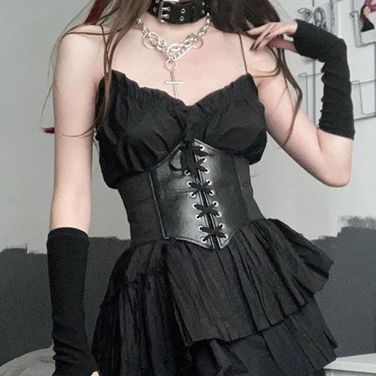 YA84EQ Zwart Sexy vrouwen Corset Top Vrouwelijke Gothic Kleding Underbust Taille Sexy Bridal Bustier Lichaam Afslanken Brede Riemen Jurk Gordel