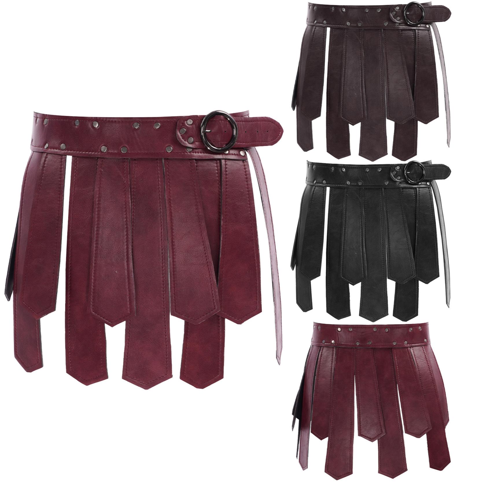 IEFiEL Damesmode Punk Stijl Verstelbare Klinknagels Versierd Tailleband Fringe Onregelmatige Kwastje Rok Riem