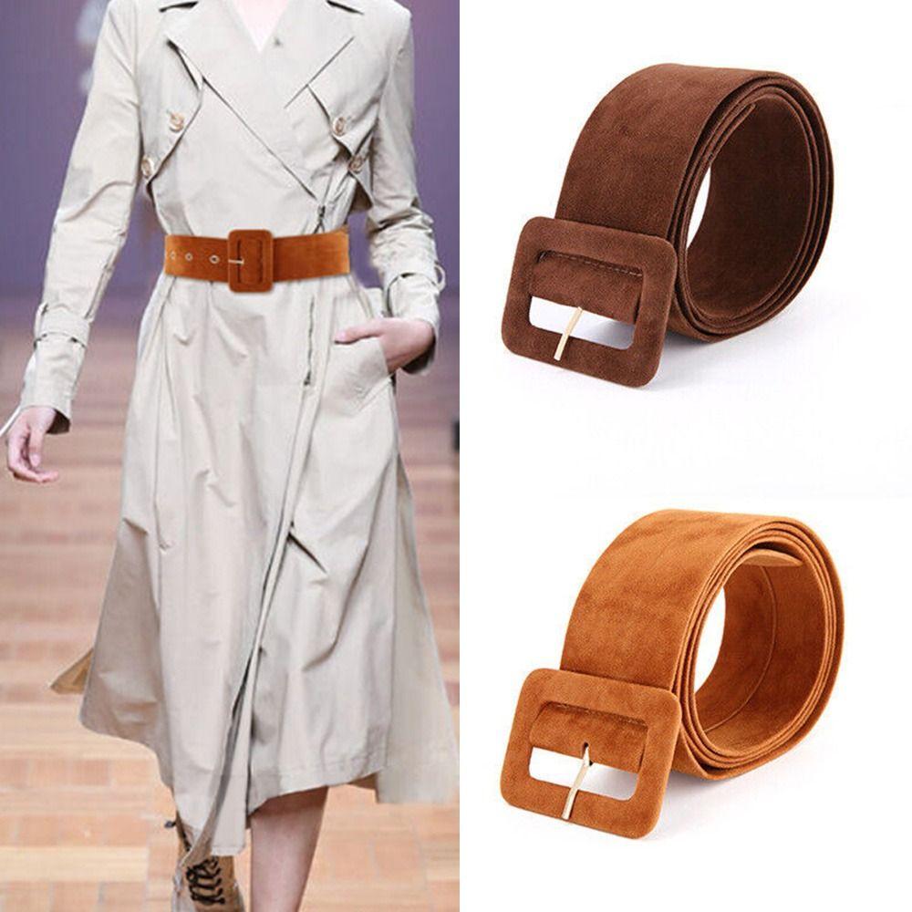 GemooVigo Dames retro casual tailleband fluwelen riem dames jurk riem vierkante pin gesp tailleband