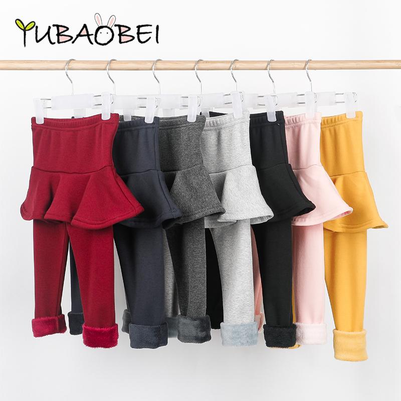 FD28TN YUBAOBEI Baby meisje broek kinderlegging herfst winter dun/dik twee diktes meisjes katoenen legging meisjes rok-broek taartrokken broek