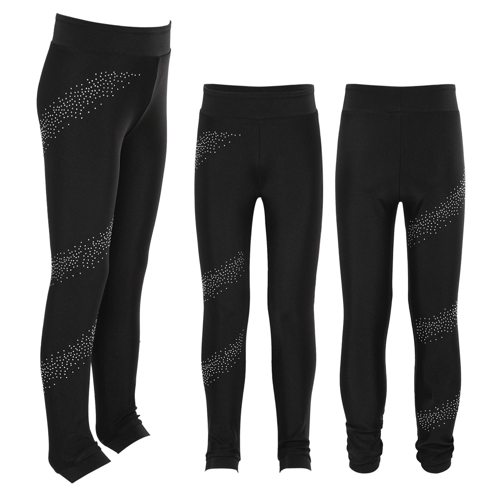 YOOJIA Kunstschaatsbroek voor meisjes, legging met glittersteentjes, stretch sportlegging voor kinderen, balletdanslegging