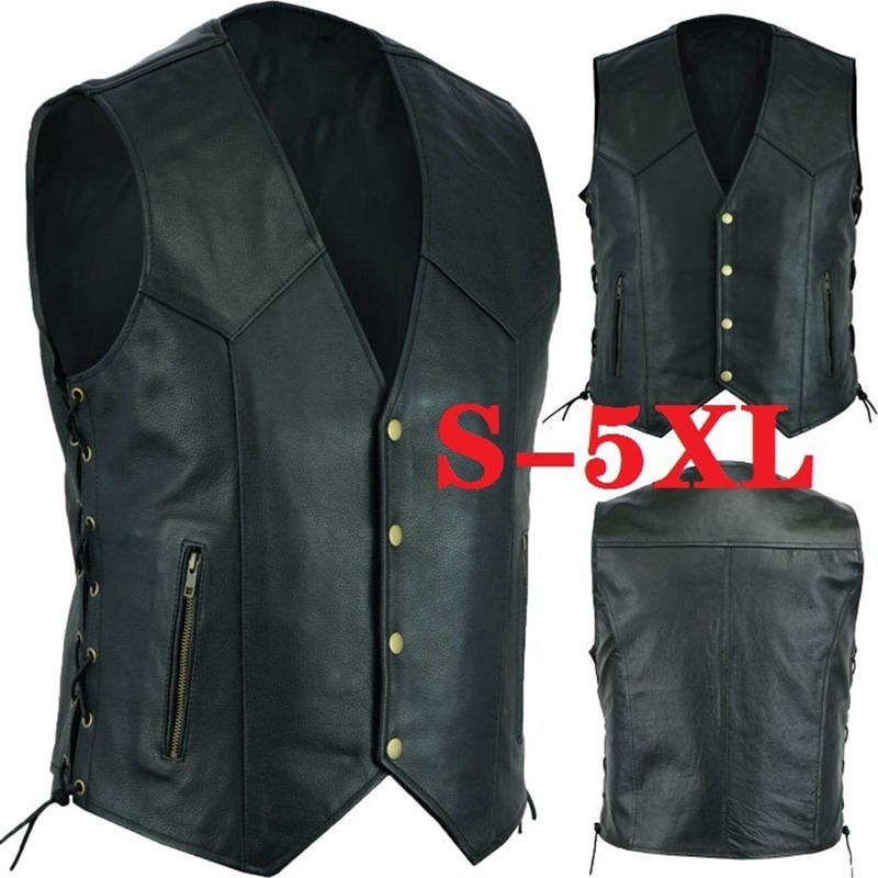 Fashion Mall-110 Heren lederen vest jas motorfiets biker lederen vest clubvest chopper vest