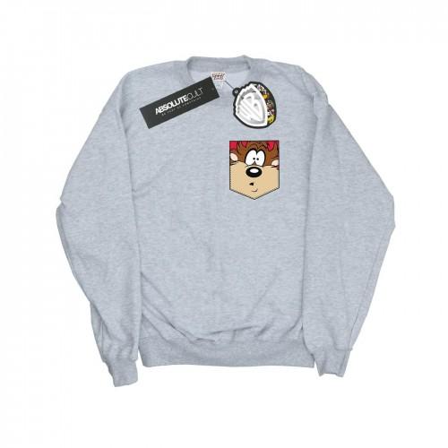 Looney Tunes Tasmanian Devil Face katoenen sweatshirt met faux zak voor heren