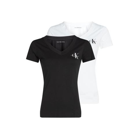 Calvin Klein Shirt met ronde hals 2-PACK MONOLOGO SLIM TEE met  jeans logoprint op borsthoogte (2-delig, Set van 2)