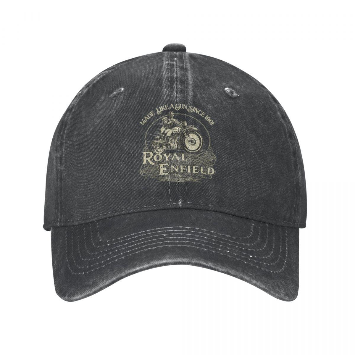 91421224MABLK3A4XG Enfield Cycle Co Ltd 1901 Mannen Vrouwen Baseball Cap Royal Motorcycle Motor Race Distressed Denim Gewassen Cap Hoed Zomer Cadeau Zonnehoed