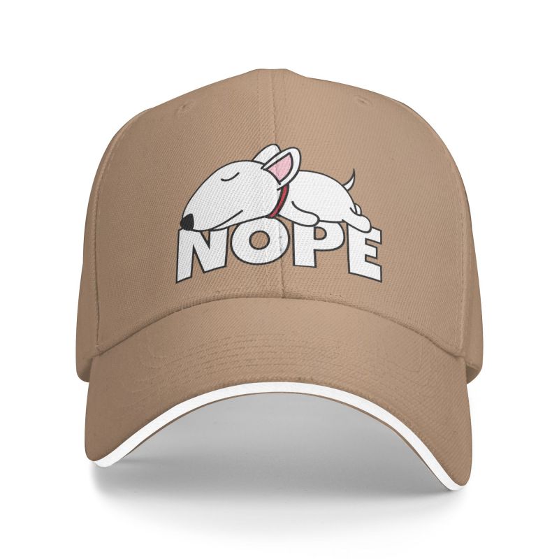 91530102MAC2AA7079 Klassieke Nope Bull Terrier Hond Baseball Cap Dames Unisex Ademend Papa Hoed Prestaties