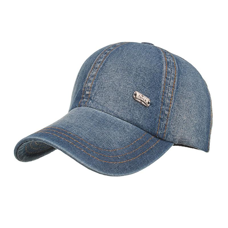 Queeniec New trend iron standard denim baseball cap men's and women's fashion retro cotton fishing riding trip hip-hop couple sports hat