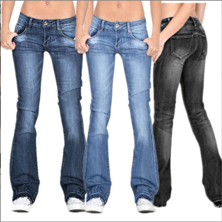 SEREIN S Dames Casual Dagelijkse Mode Lage Taille Jeans Skinny Stretch Slanke Fringe Flare Denim Broek