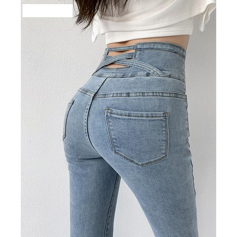 Fashion bag01 Skinny Pencil Jeans Vier Knopen Vintage Hoge Taille Vrouwen Slanke Stretch Denim Broek Strakke Broek Dames Broek