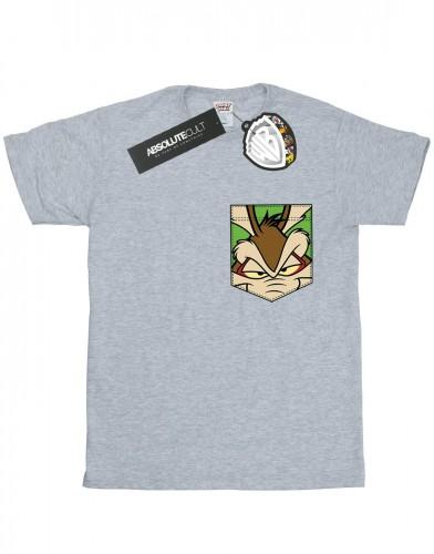 Looney Tunes Wile E Coyote Face katoenen T-shirt met nepzak voor meisjes