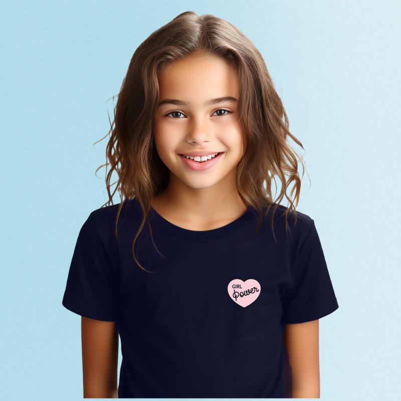 Le Roi du Tshirt Tshirt Enfant GIRL POWER PINK HEART