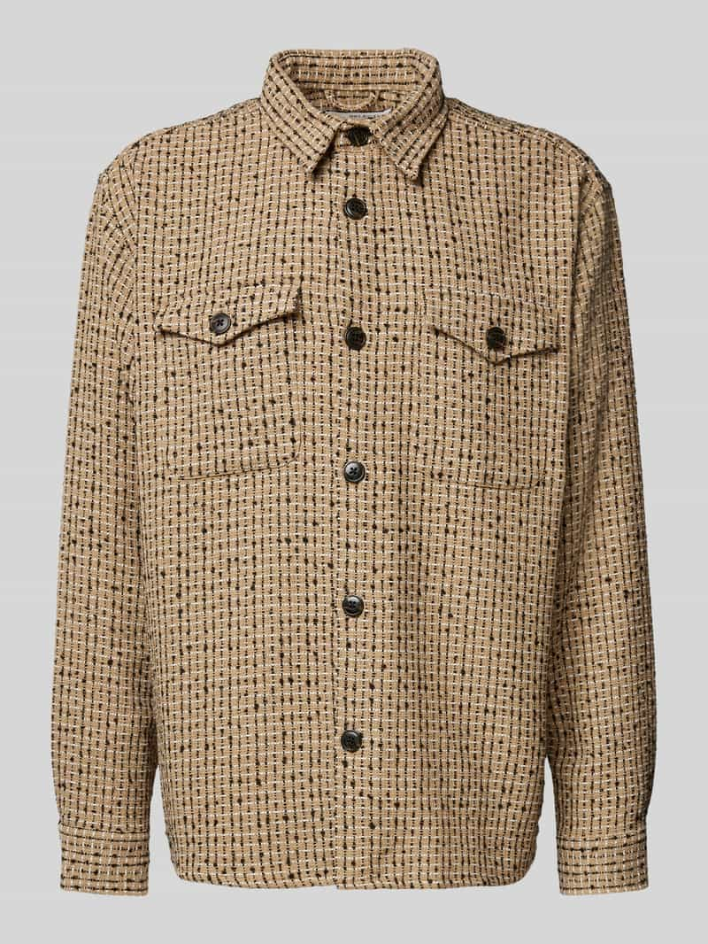 Selected Homme Overshirt met structuurmotief, model 'BOXY-MASONBOUCLE'