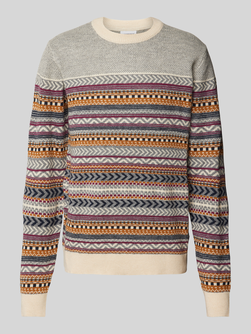 Lindbergh Gebreide pullover met lanawol, model 'Jacquard'