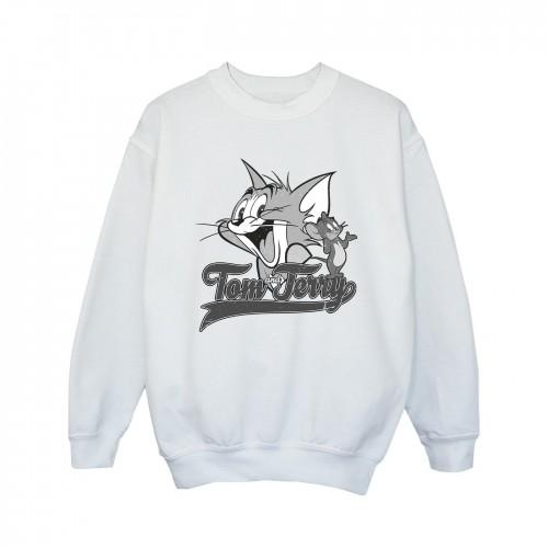 Tom And Jerry Girls Greyscale Square Sweatshirt