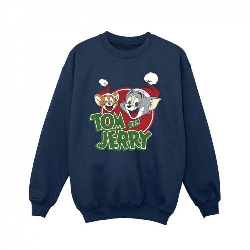 Tom And Jerry Girls Christmas Hat Logo Sweatshirt