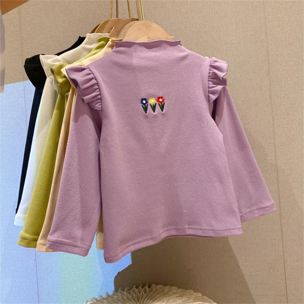 Sunshine kids clothing Kinderen Winter Lange Mouw T-shirt Geborduurde Print Ronde Kraag Katoenen Basis Onderkant T-shirt Meisjes Casual Tops