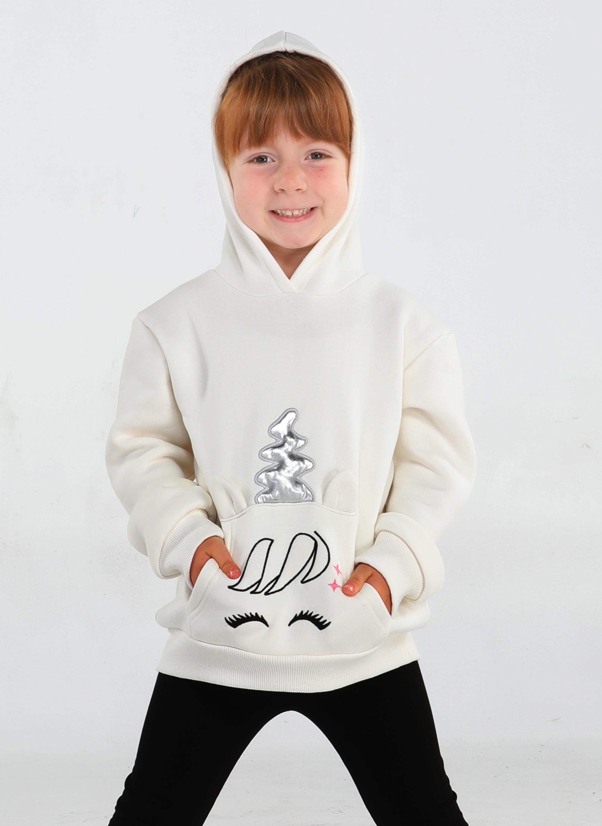 Casabony Unicorn Off-White Kız Sweatshirt