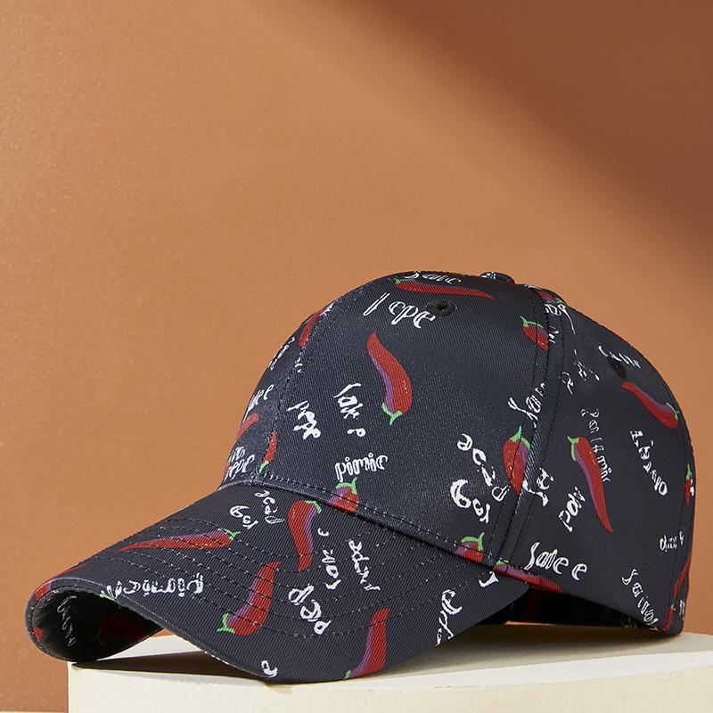 Fashion human Fashion duck tongue cap new trend men and women chilli printing big head circumference baseball cap