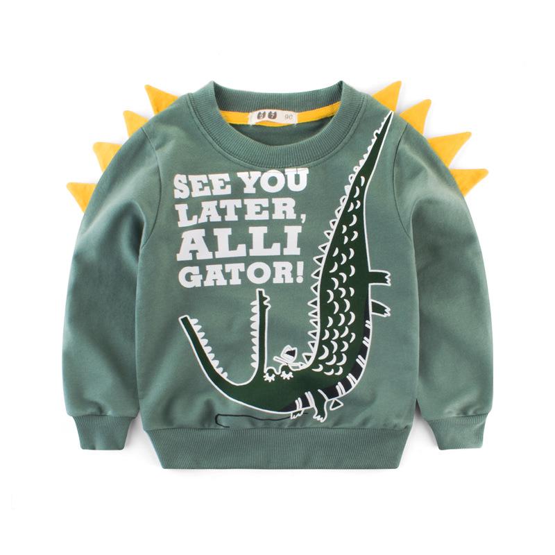 Weihexin Jongen herfst mode trui mouw dinosaurus kinderkleding casual kleding