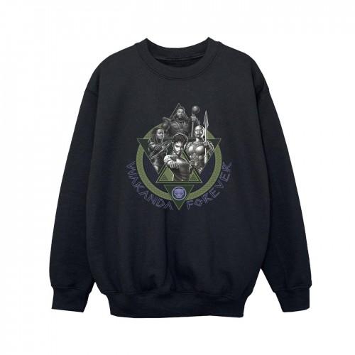 Marvel Boys Black Panther Wakanda Forever Group Ring Pose Sweatshirt