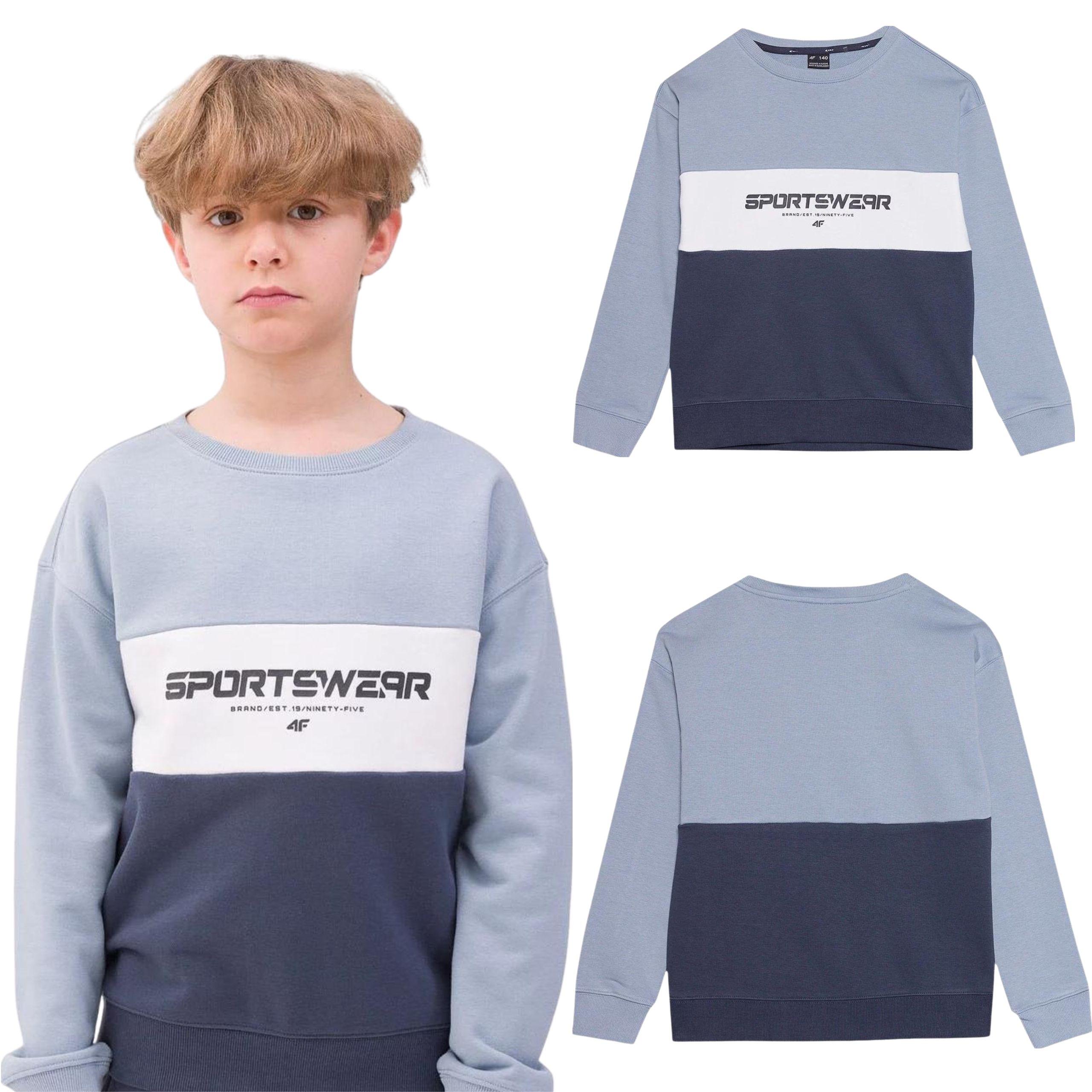 4F Boys' sports sweatshirt  M0923-34S hoodless grey size 122