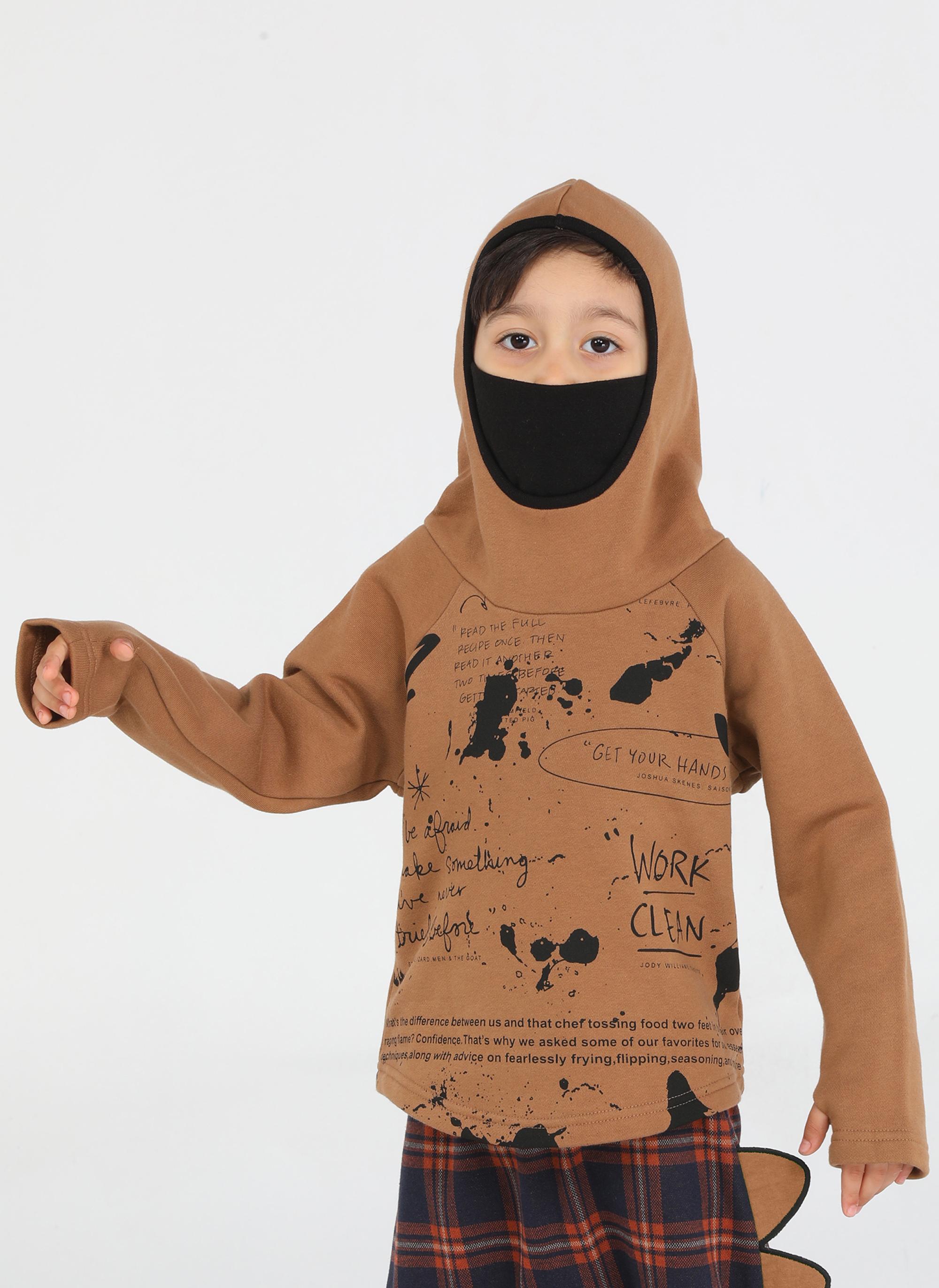 Casabony Ninja New Shape Kahve Unisex Sweatshirt