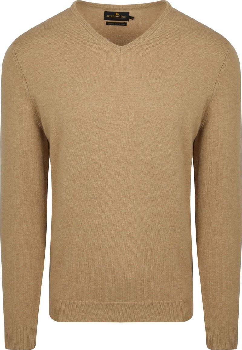 Steppin' Out Pullover V-hals Merinowol Beige