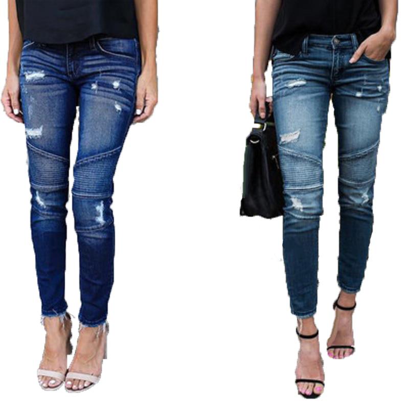 MAITA Elite Fashions Skinny denim jeans Dames potloodbroek Dames Slanke geplooide gat Stretch Sexy denim Jean-broek