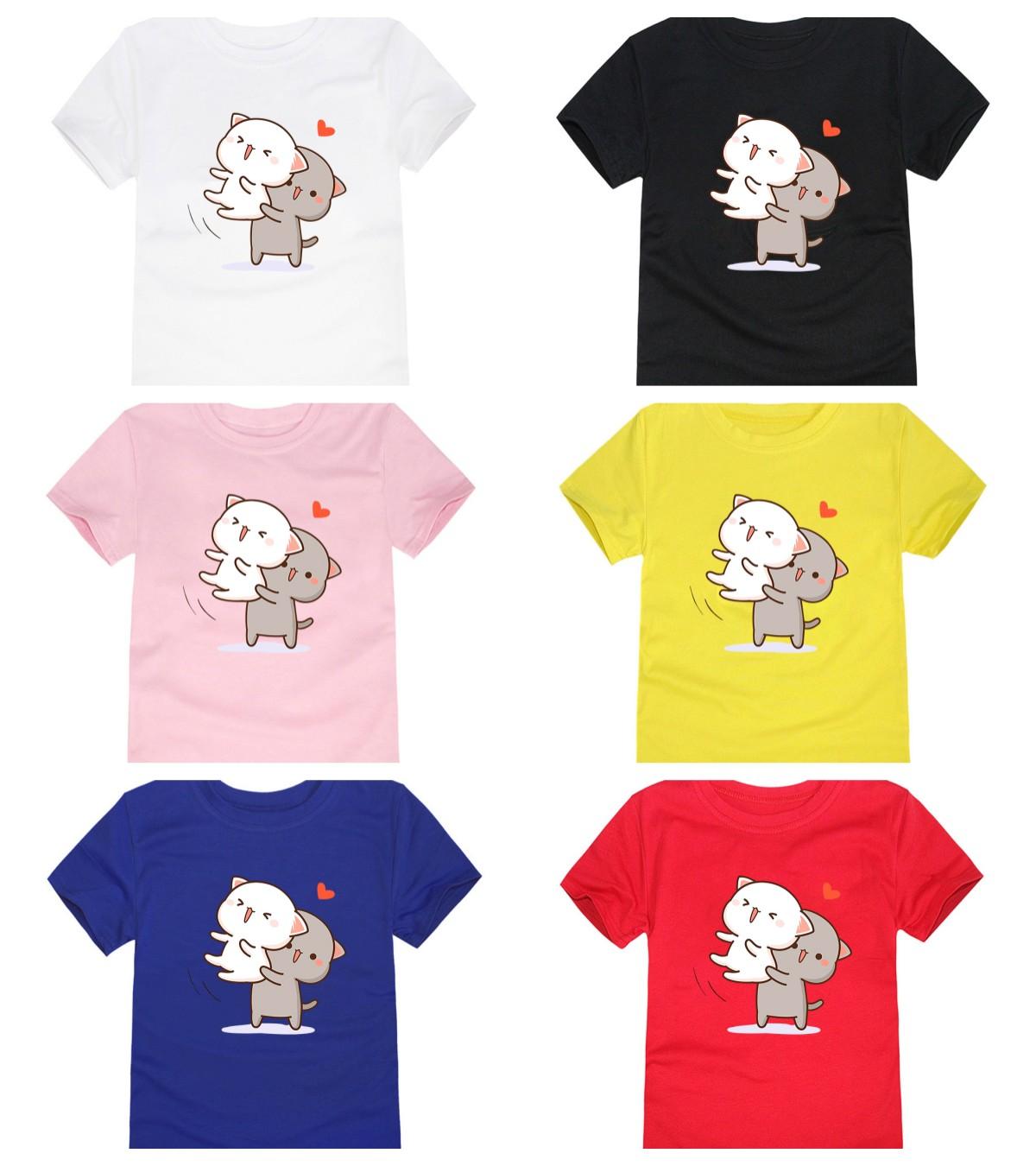 Strawberry Fashion Kawaii Kittens Bedrukt T-shirt voor Meisjes Korte Mouw Stedelijk Casual Shirt Mode Schattig Peuter Meisje Thuis Kleding Kinderen Tees