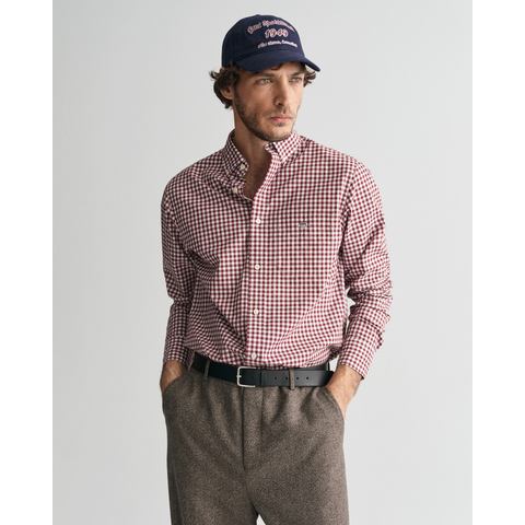 Gant Overhemd met lange mouwen REG POPLIN GINGHAM SHIRT met logoborduursel op borsthoogte