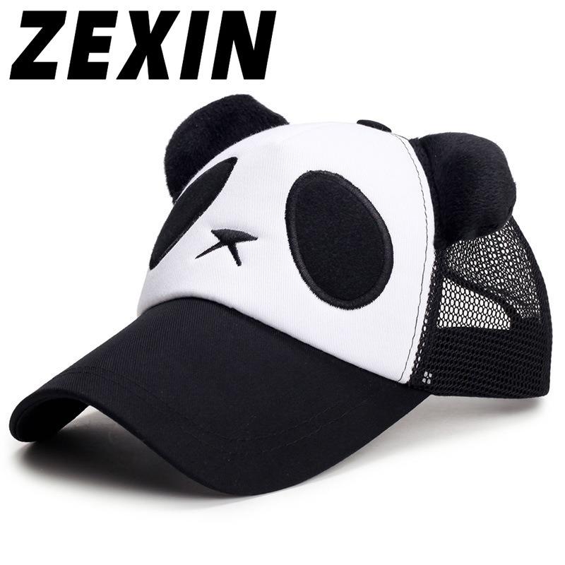 ZEXIN Leuke Panda Baseball Cap Zomer Zonnebrandcrème Zonnehoed Mode Trucker Cap Mannen en Vrouwen Netto Cap