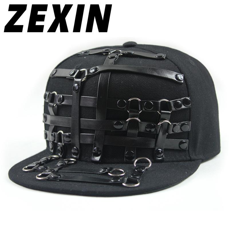 ZEXIN Europa en de Verenigde Staten Punk Wind Dingzhi Lederen Hiphop Platte Pet Mannen en Vrouwen Street Dance Baseball Cap Mannen Outdoor Performance Cap