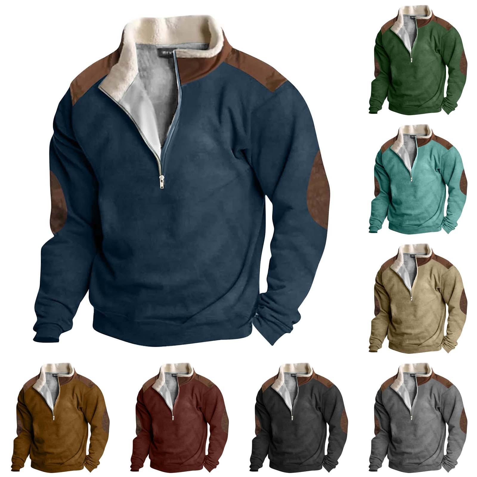 Timoduizhang Lente en herfst herensweatshirt met staande kraag is outdoor casual truien tops