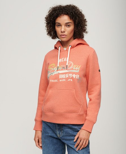 Superdry Vrouwen Itago Hoodie met Vintage Logo Cream