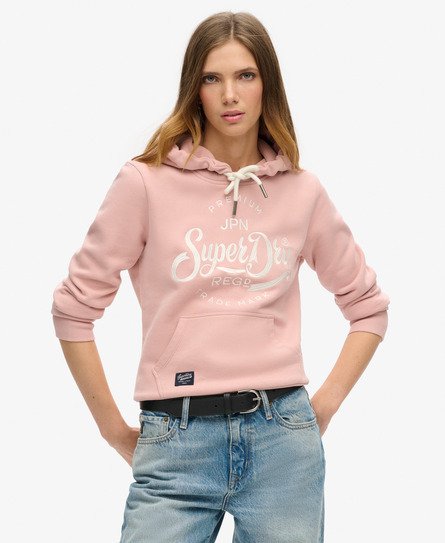 Superdry Vrouwen Premium Script Entry Hoodie Roze