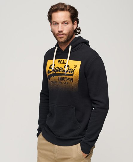 Superdry Mannen Vintage Box Gradient-hoodie Zwart