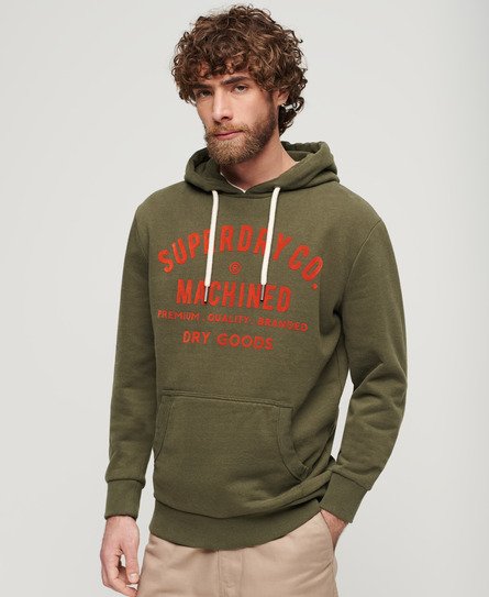 Superdry Mannen Workwear Hoodie met Flockprint Groen