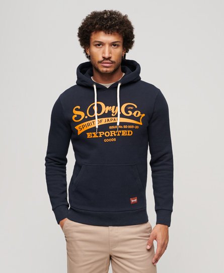 Superdry Mannen Classic Spirit Hoodie Blauw