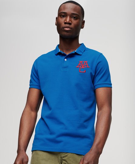 Superdry Male Superstate Polo van Biologisch Katoen met Korte Mouwen Blauw