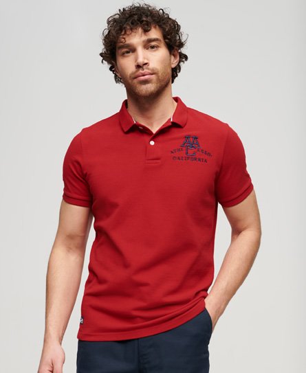 Superdry Mannen Superstate Polo van Biologisch Katoen met Korte Mouwen Rood