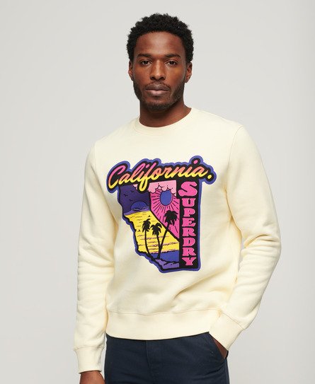 Superdry Mannen Neon Travel Sweatshirt met Losse Pasvorm Crème