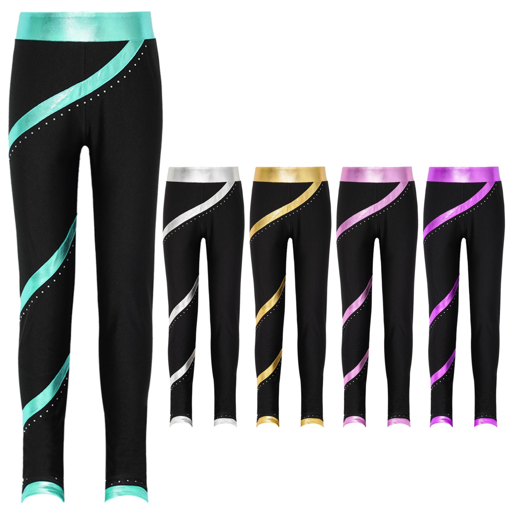 IEFiEL Kinderen meisjes kunstschaatsen gymnastiek prestatie legging glanzende strass skinny broek 9-10 Years roze