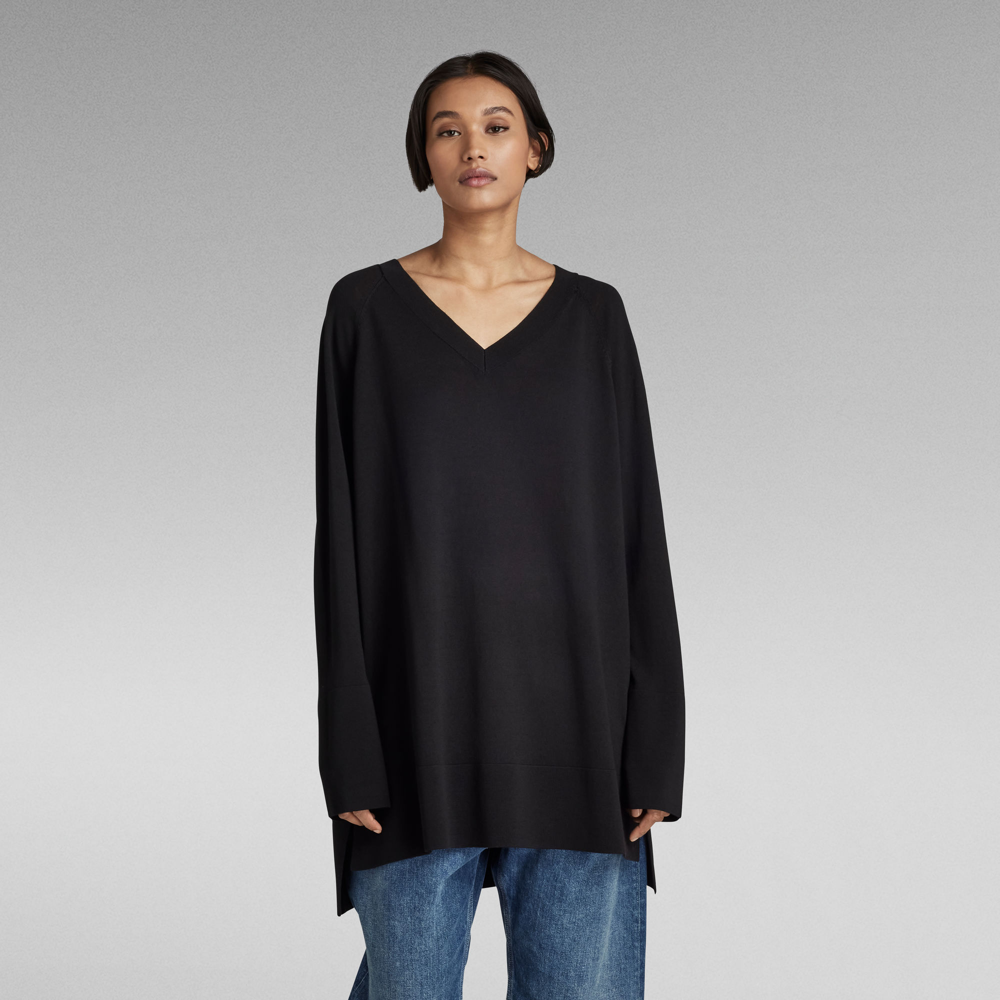 G-Star RAW Gebreide Trui Oversized V-Hals - Zwart - Dames