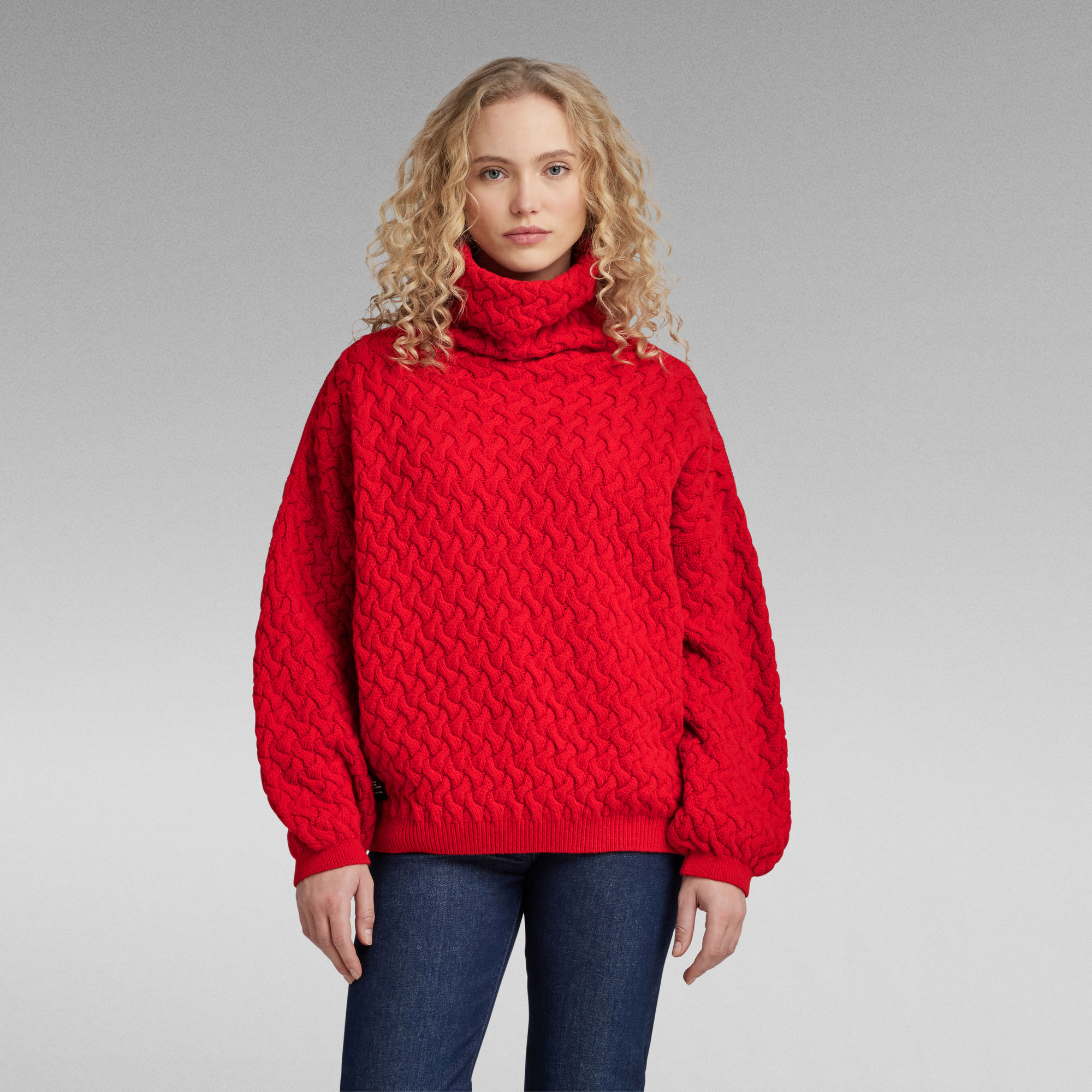 G-Star RAW Chunky Loose Gebreide Coltrui - Rood - Dames