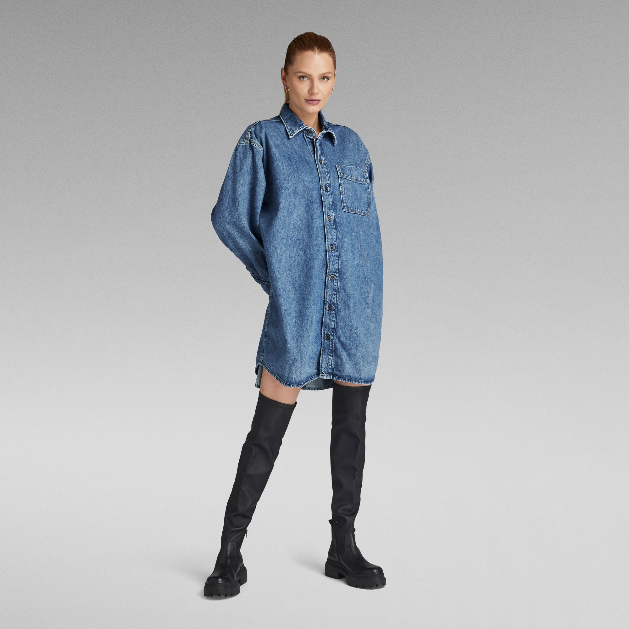 G-Star RAW Denim Jurk Oversized - Midden blauw - Dames